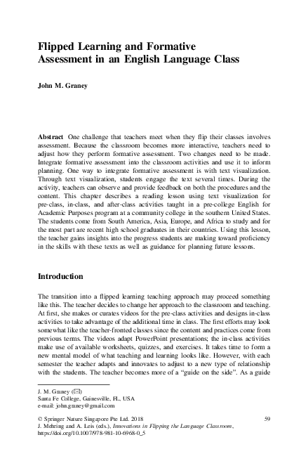 (PDF) Flipped Learning and Formative Assessment in an English Language ...