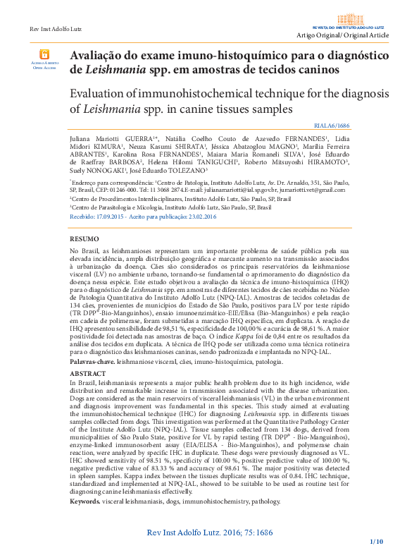 (PDF) Avaliação do exame imunohistoquímico para