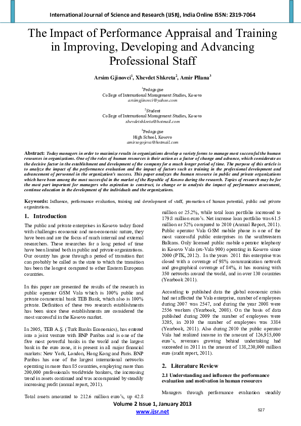 (PDF) The Impact of Performance Appraisal and Training in Improving ...