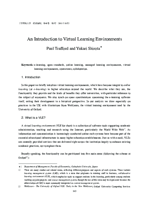 (PDF) An Introduction to Virtual Learning Enviroments