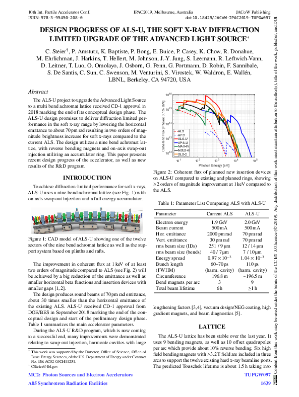 (PDF) Design Progress of Als-U, the Soft X-Ray Diffraction Limited ...