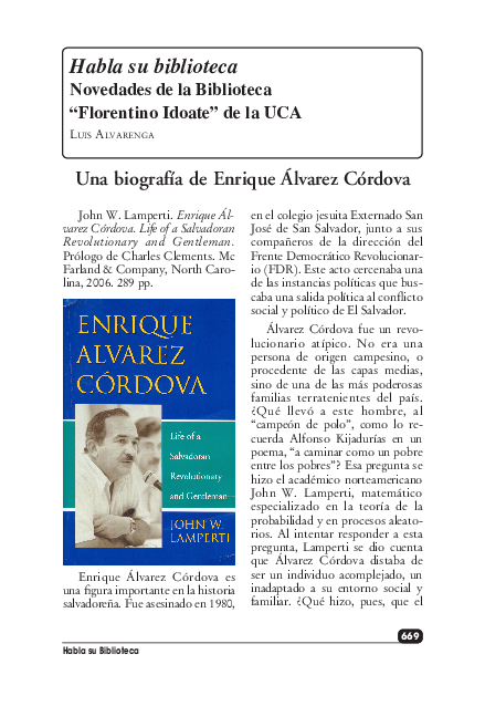 Una biografía de Enrique Álvarez Córdova