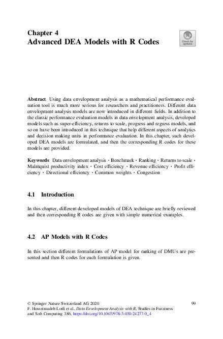 (PDF) Advanced DEA Models with R Codes