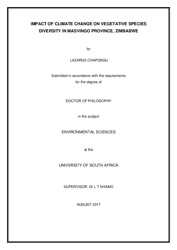 (PDF) Impact of climate change on vegetative species diversity in ...