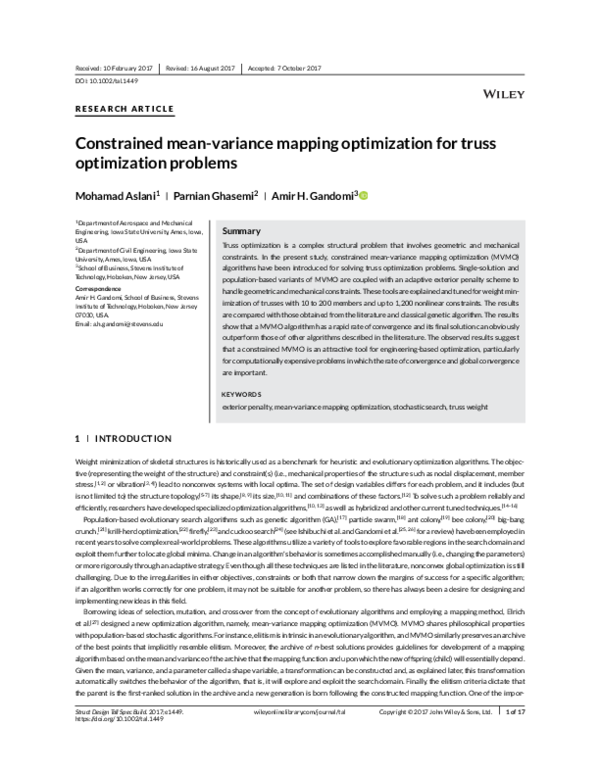 (PDF) Constrained mean-variance mapping optimization for truss ...