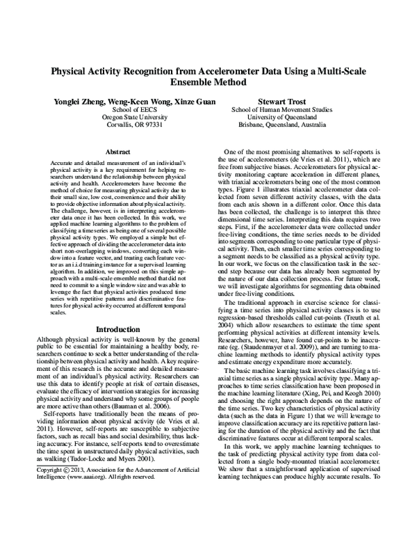(PDF) Physical activity recognition from accelerometer data using a ...