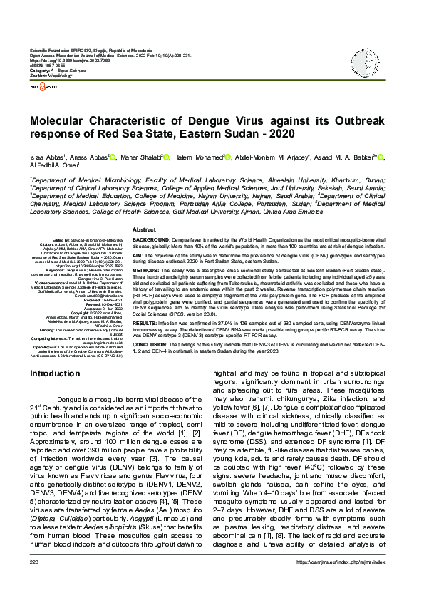 (PDF) Molecular Characteristic of Dengue Virus against its Outbreak ...