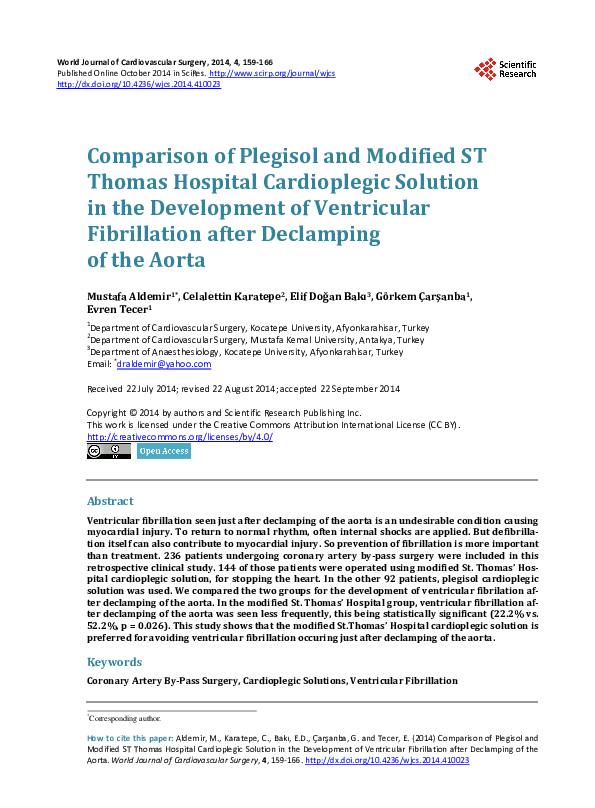 (PDF) Comparison of Plegisol and Modified ST Thomas Hospital ...