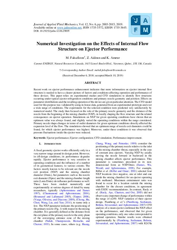 (PDF) Numerical Investigation on the Effects of Internal Flow Structure ...
