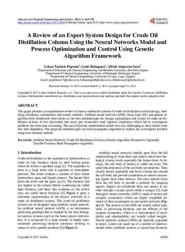 (PDF) A Review of an Expert System Design for Crude Oil Distillation ...