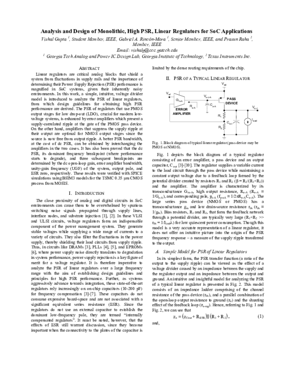 (PDF) Analysis and Design of Monolithic, High PSR, Linear Regulators ...