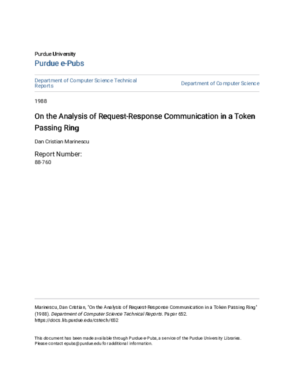 (PDF) On the Analysis of Request-Response Communication in a Token ...