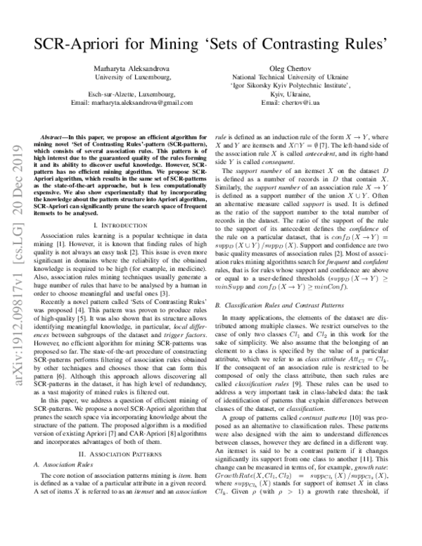 (PDF) SCR-Apriori for Mining 'Sets of Contrasting Rules