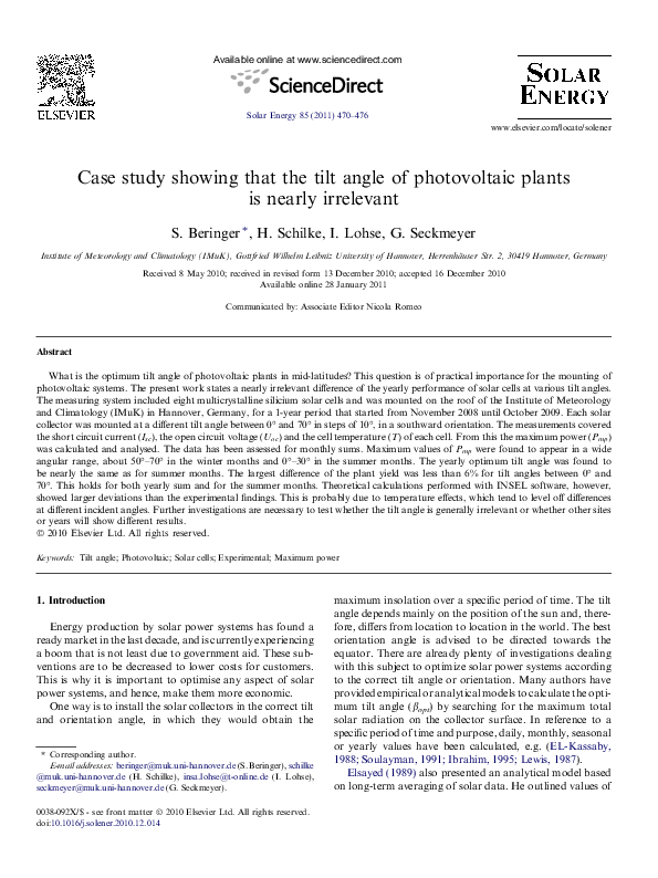 (PDF) Case study showing that the tilt angle of photovoltaic plants is ...
