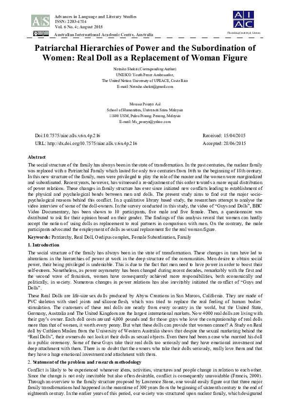 (PDF) Patriarchal Hierarchies of Power and the Subordination of Women ...