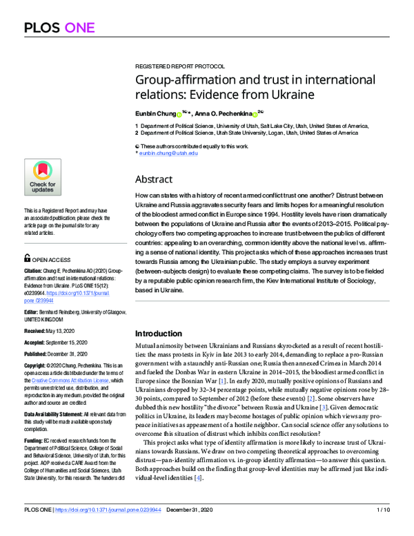 (PDF) Group-affirmation and trust in international relations: Evidence ...