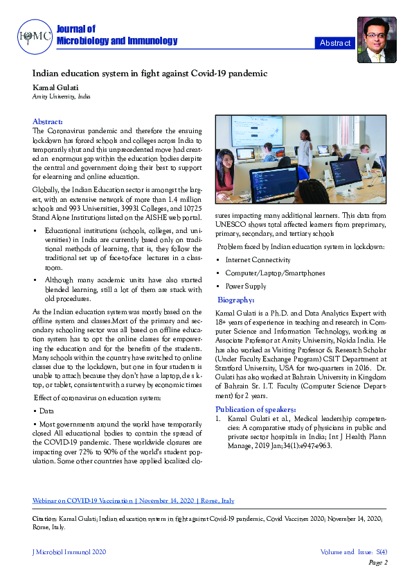 (PDF) Indian education system in fight against Covid-19 pandemic