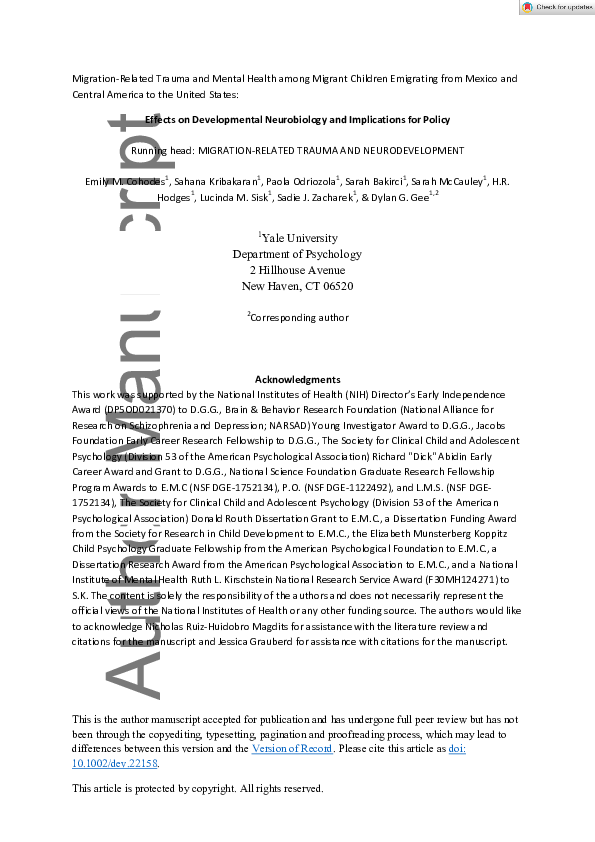 (PDF) Migration‐related trauma and mental health among migrant children ...