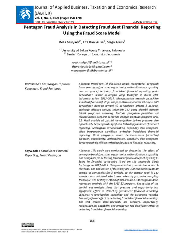 (PDF) Pentagon Fraud Analysis in Detecting Fraudulent Financial ...