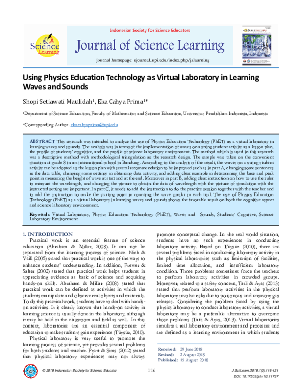 (PDF) Using Physics Education Technology as Virtual Laboratory in ...