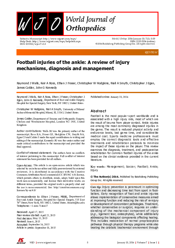(PDF) Football injuries of the ankle A review of injury mechanisms
