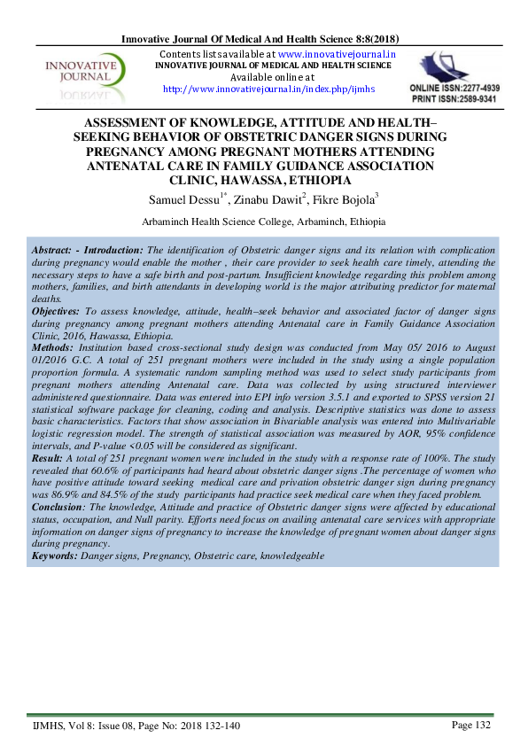 (PDF) Assessment of Knowledge, Attitude and Health–Seeking Behavior of ...