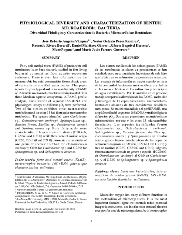 (PDF) Physiological Diversity and Characterization of Benthic ...