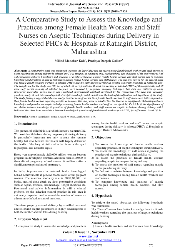 (PDF) A Comparative Study to Assess the Knowledge and Practices among ...