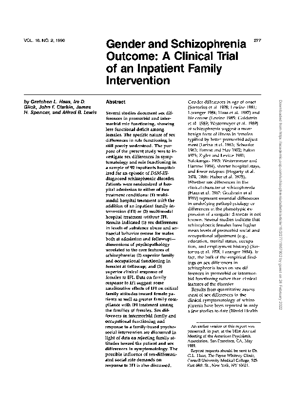 (PDF) Gender and schizophrenia outcome: A clinical trial of an ...