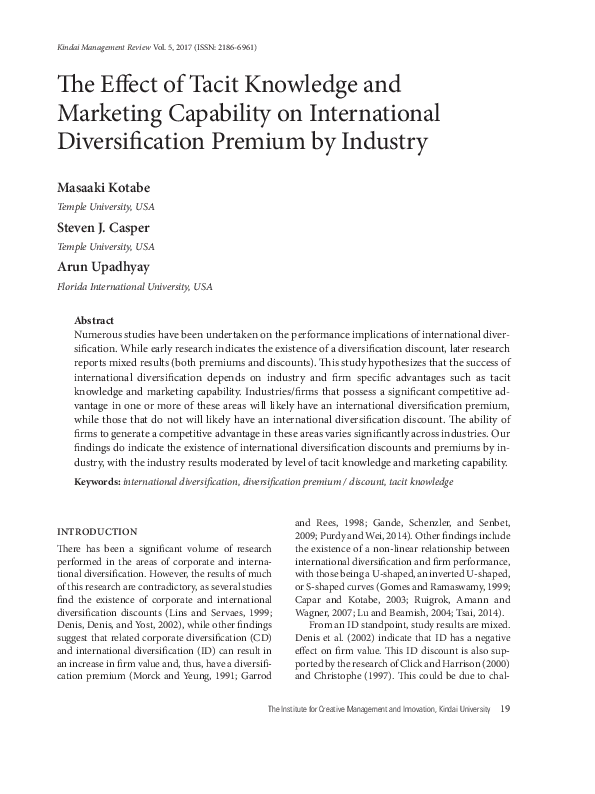 (PDF) The Effect of Tacit Knowledge and Marketing Capability on ...