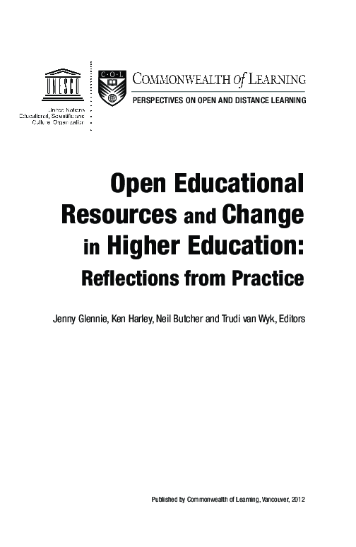(PDF) Open Educational Resources and Change in Higher Education ...