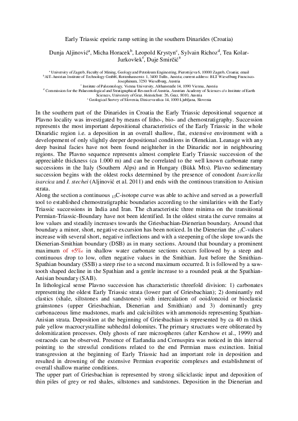 (PDF) Early Triassic epeiric ramp setting in the southern Dinarides ...