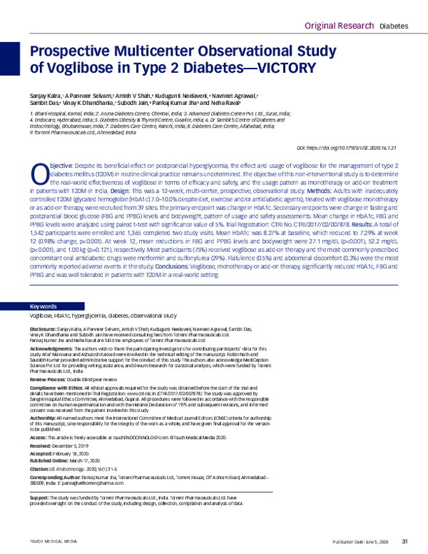 (PDF) Prospective Multicenter Observational Study of Voglibose in Type ...