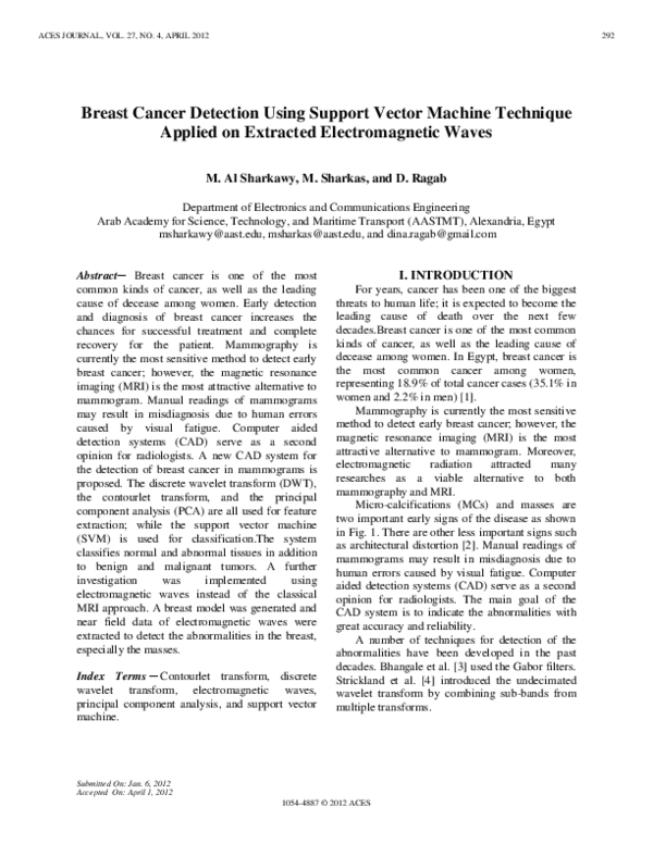 (PDF) Breast Cancer Detection Using Support Vector Machine Technique ...