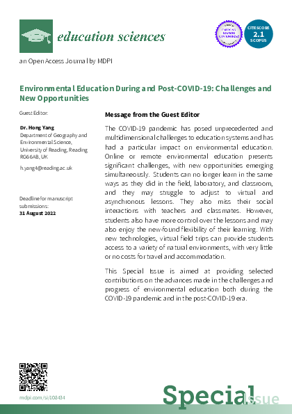 (PDF) Call for paper: Special Issue "Environmental Education During and ...