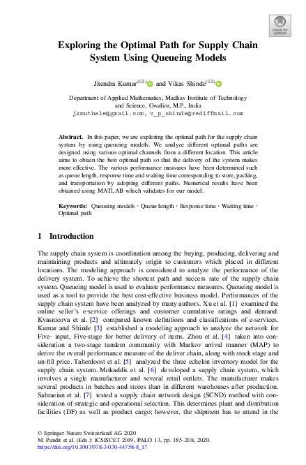 (PDF) Exploring the Optimal Path for Supply Chain System Using Queueing ...