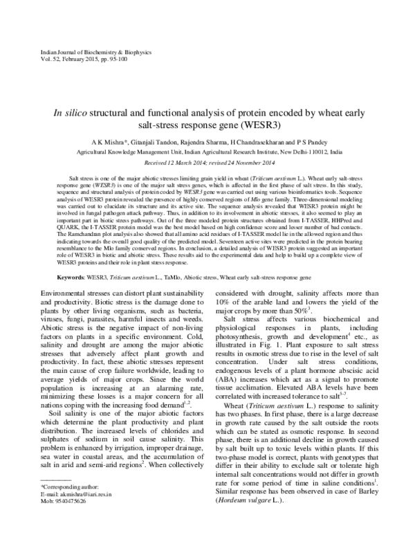 (PDF) In silico structural and functional analysis of protein encoded ...