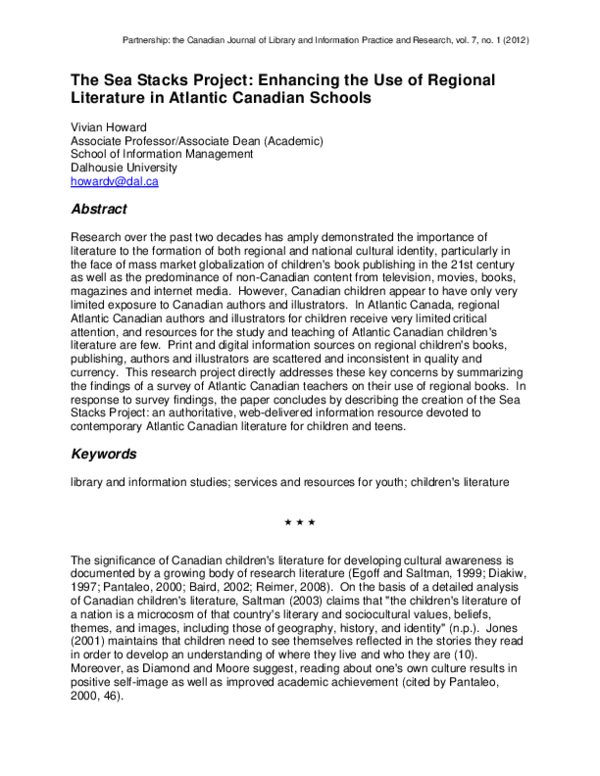 (PDF) The Sea Stacks Project: Enhancing the Use of Regional Literature ...