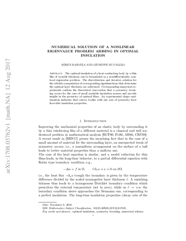 (PDF) Numerical solution of a nonlinear eigenvalue problem arising in ...