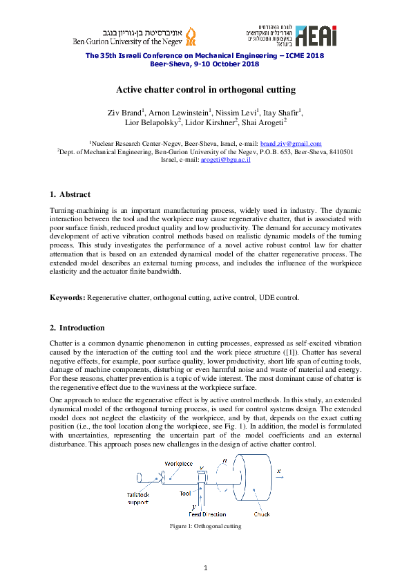 (PDF) Active chatter control in orthogonal cutting