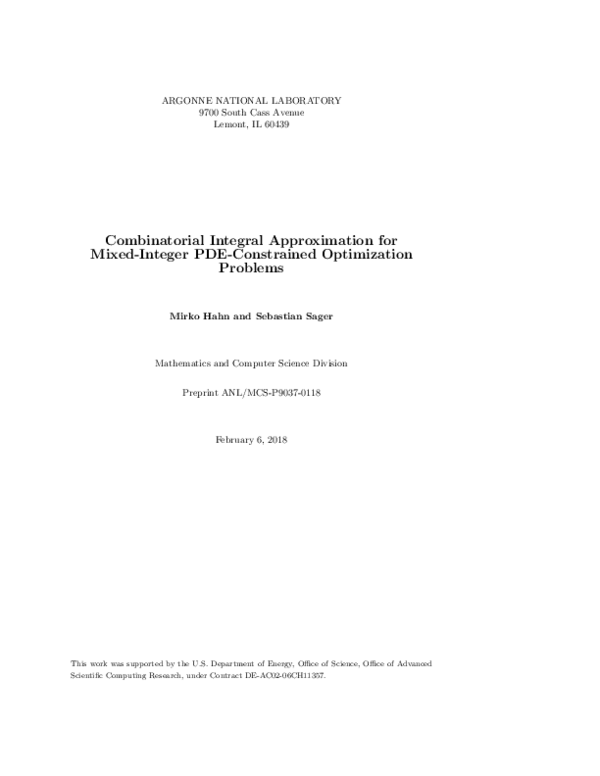 (PDF) Combinatorial Integral Approximation for Mixed-Integer PDE ...