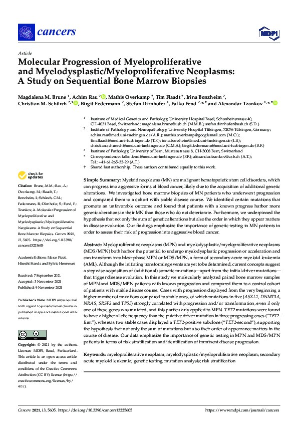 (PDF) Molecular Progression of Myeloproliferative and Myelodysplastic ...