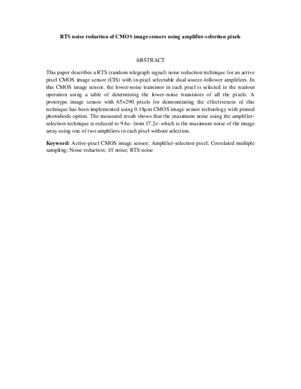 (PDF) RTS noise reduction of CMOS image sensors using amplifier ...
