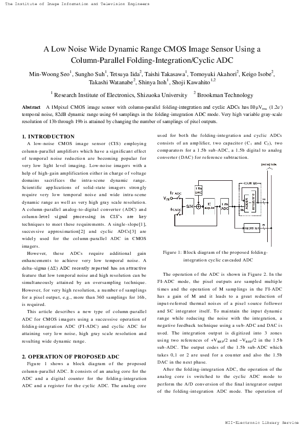 (PDF) 14-1 A Low Noise Wide Dynamic Range CMOS Image Sensor Using a ...