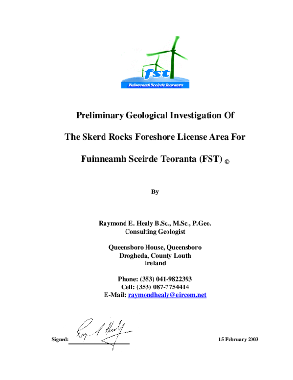 (PDF) Preliminary Geological Investigation Of The Skerd Rocks Foreshore ...