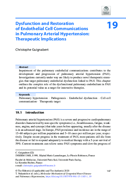 (PDF) Dysfunction and Restoration of Endothelial Cell Communications in ...