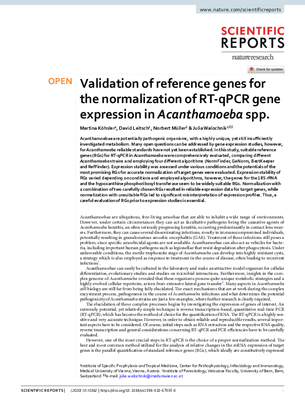 (PDF) Validation of reference genes for the normalization of RT-qPCR ...