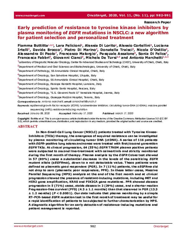(PDF) Early prediction of resistance to tyrosine kinase inhibitors by ...