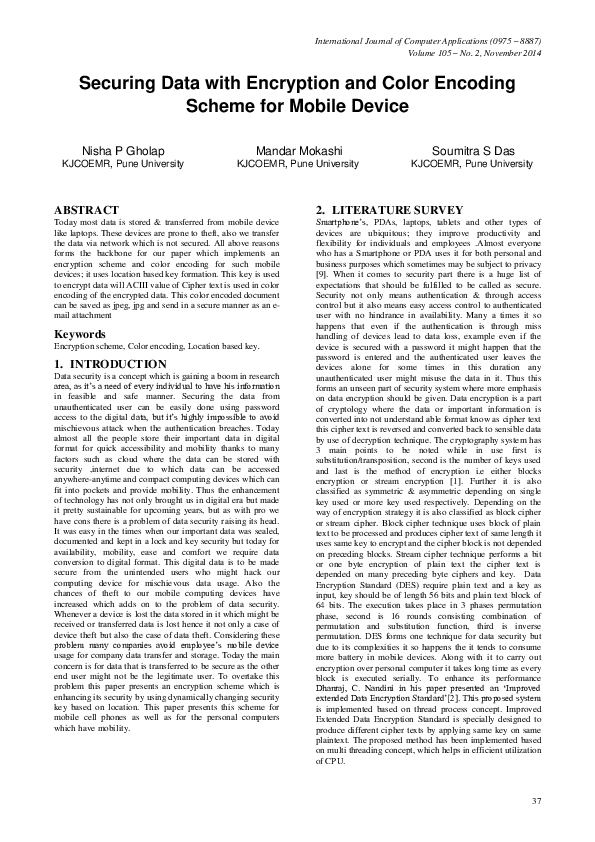 (PDF) Securing Data with Encryption and Color Encoding Scheme for ...