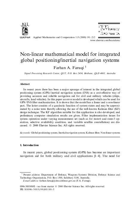 (PDF) Non-linear mathematical model for integrated global positioning ...